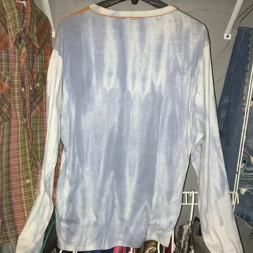 Blue and Orange Tie-Dye Long Sleeve Shirt - Picture 3 of 5